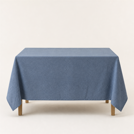 コットンリネン テーブルクロス 130×180cm / スモークブルー