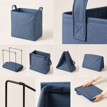 折りたたみ ランドリーバスケット 40L / スモークブルー