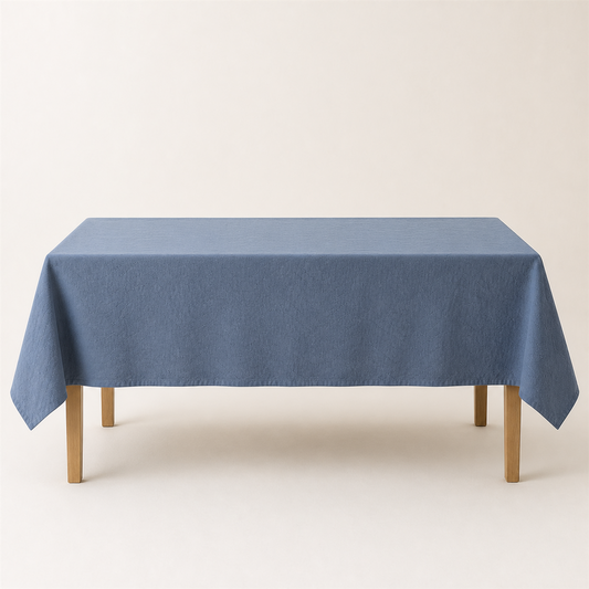 コットンリネン テーブルクロス 130×180cm / スモークブルー