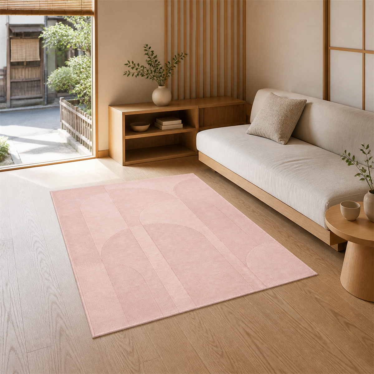 フラットインテリアラグ 90×140cm / 淡桜